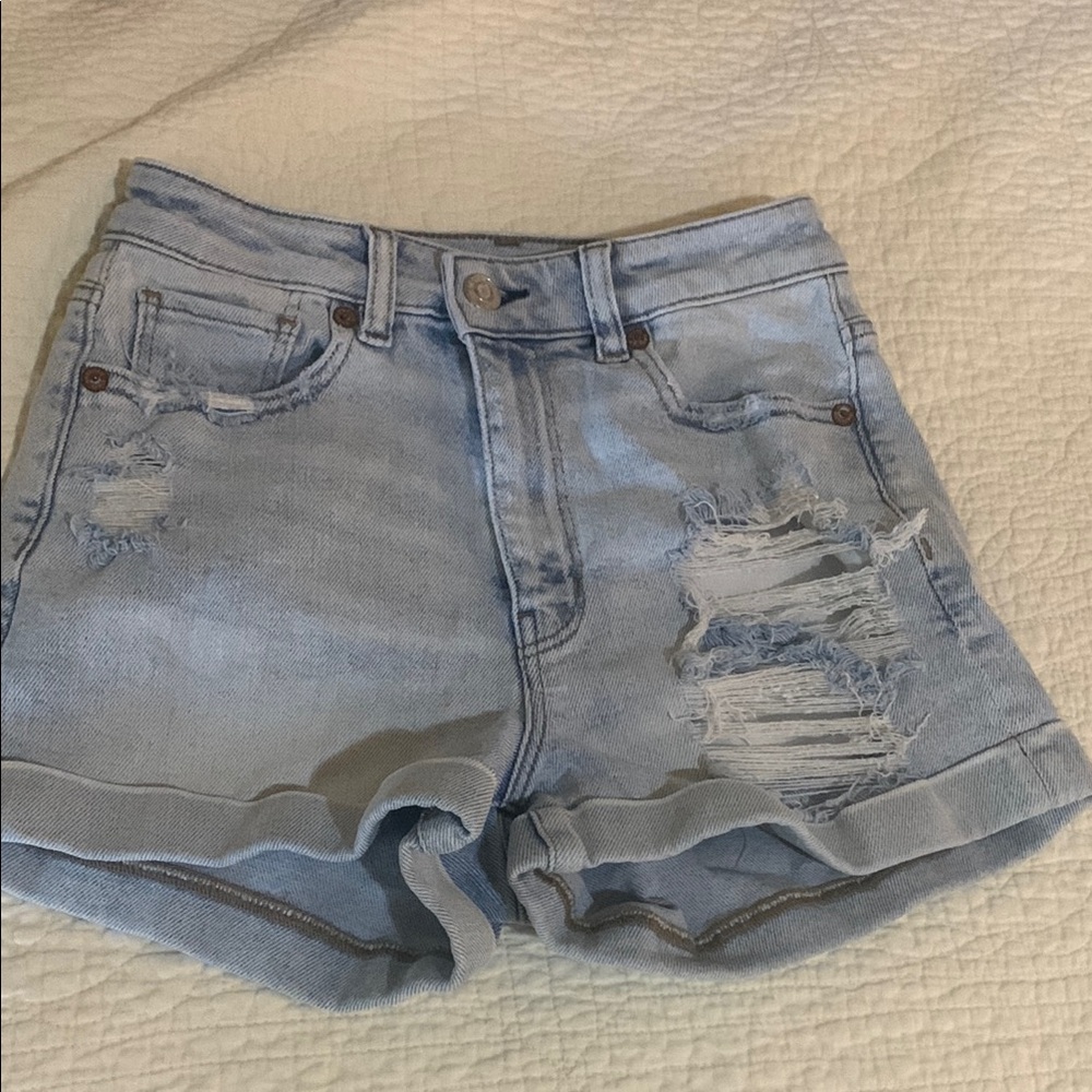 American Eagle Outfitters Blue Jean Shorts Distressed Cut-Off